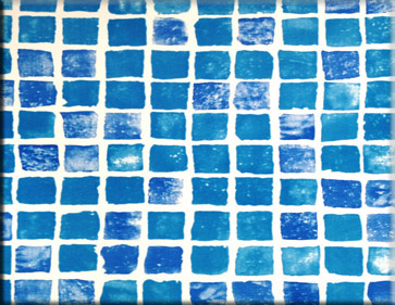 Detailbeeld folie mozaiek blauw motief RENOLIT ALKORPLAN 3000